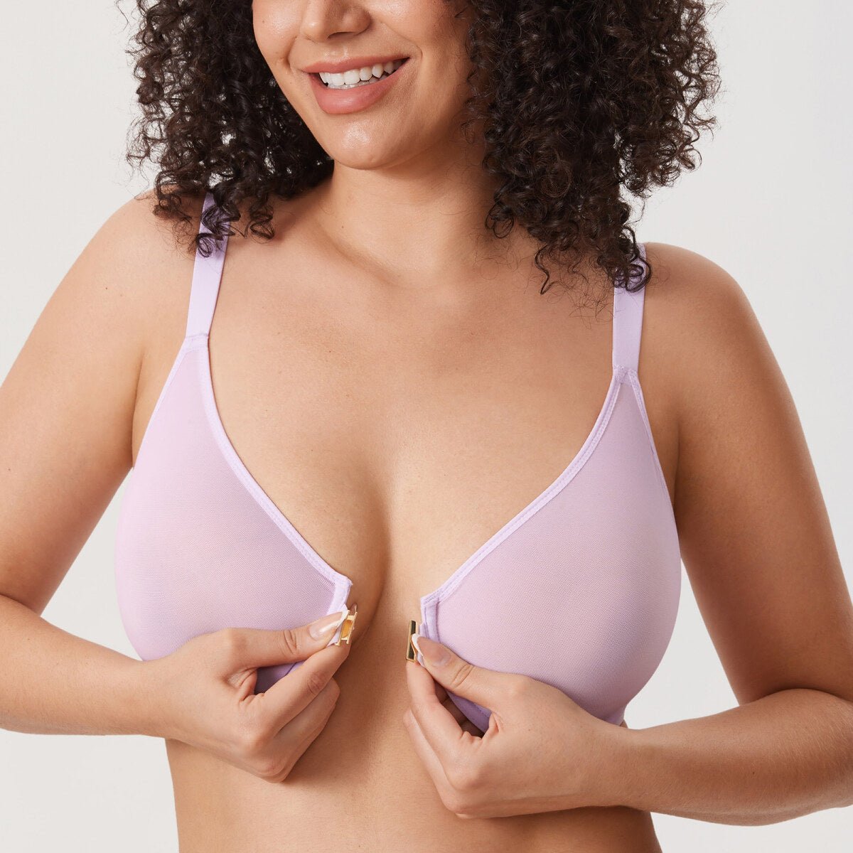 Cosnufy Front Closure Sheer Mesh Posture Support Bra