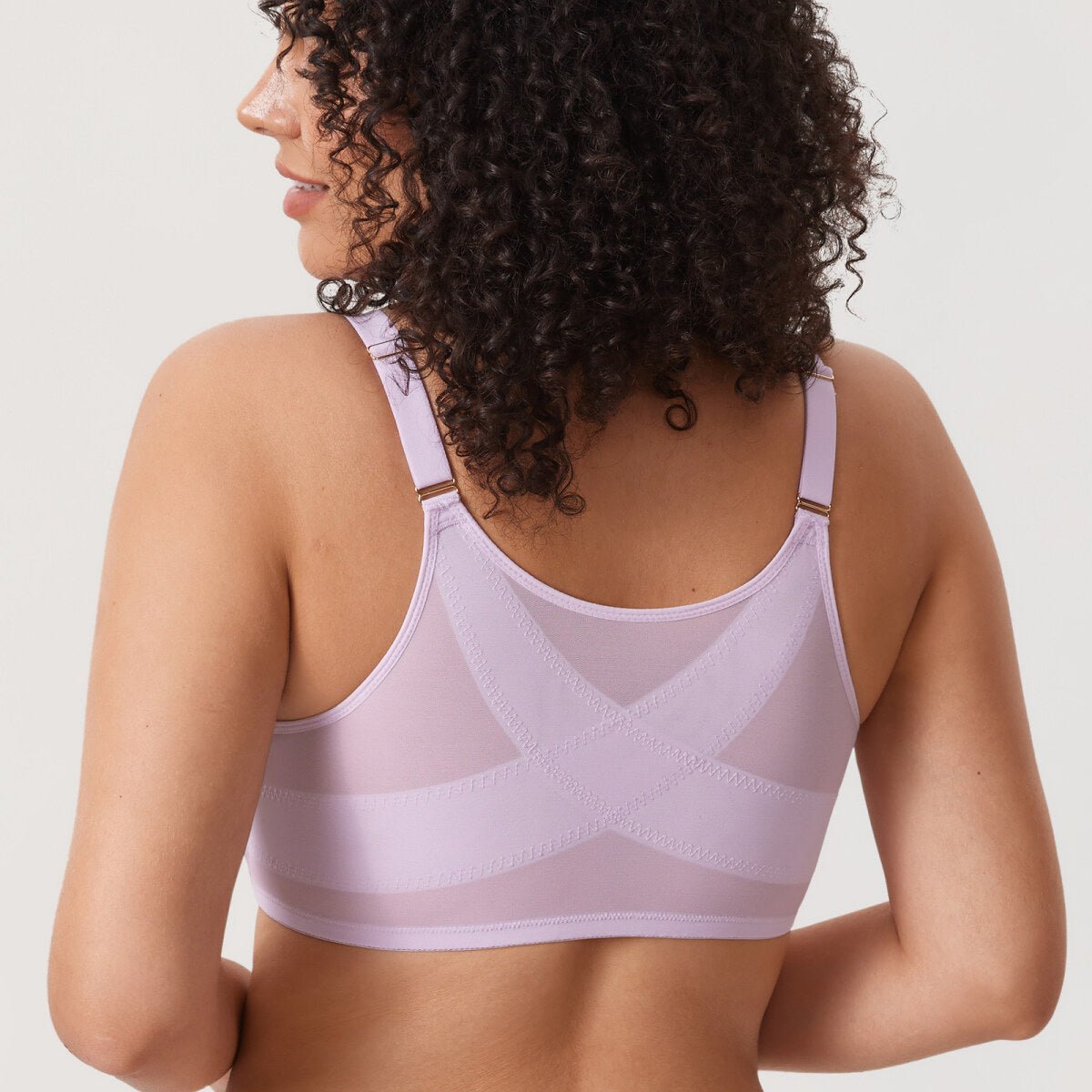 Cosnufy Front Closure Sheer Mesh Posture Support Bra