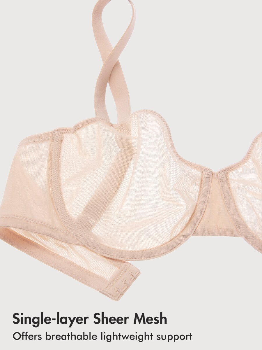Cosnufy Sheer Mesh Balconette Bra