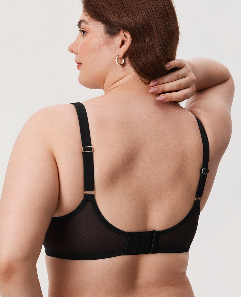 Cosnufy Sheer Mesh Balconette Underwire Full Coverage Unlined Bra