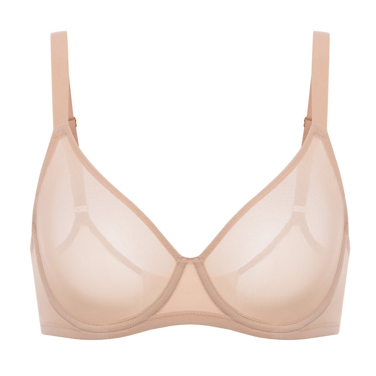 Cosnufy Sheer Mesh Plunge Underwire Full Coverage Bra