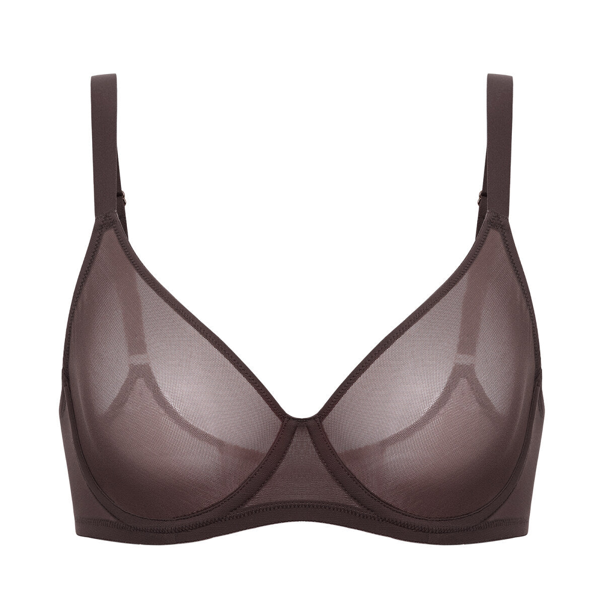 Cosnufy Sheer Mesh Plunge Underwire Full Coverage Bra