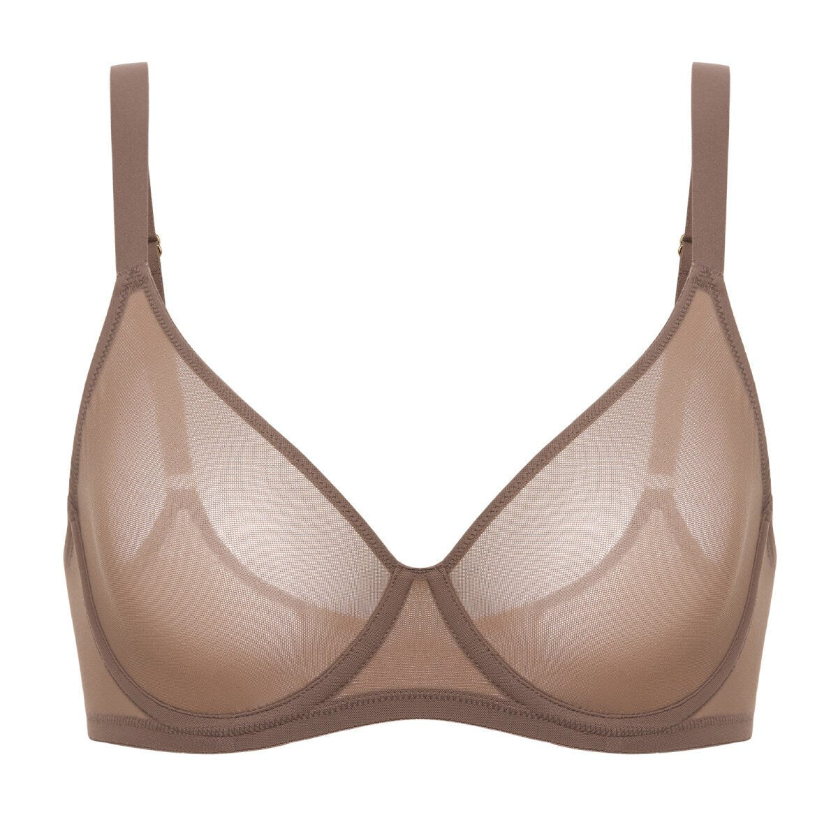 Cosnufy Sheer Mesh Plunge Underwire Full Coverage Bra