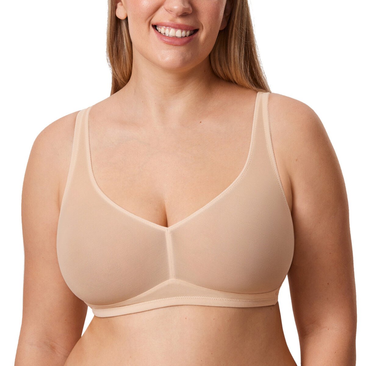 Cosnufy Sheer Mesh Wireless Full Coverage Unlined Bra
