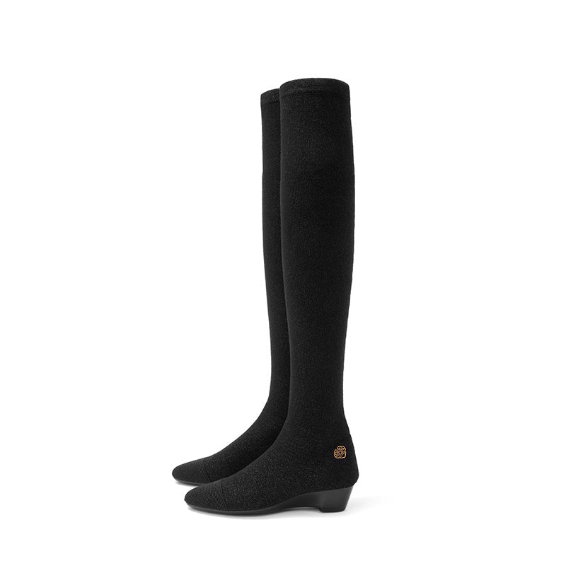 Country Low Heel Stretch Over the Knee Boots - 0cm