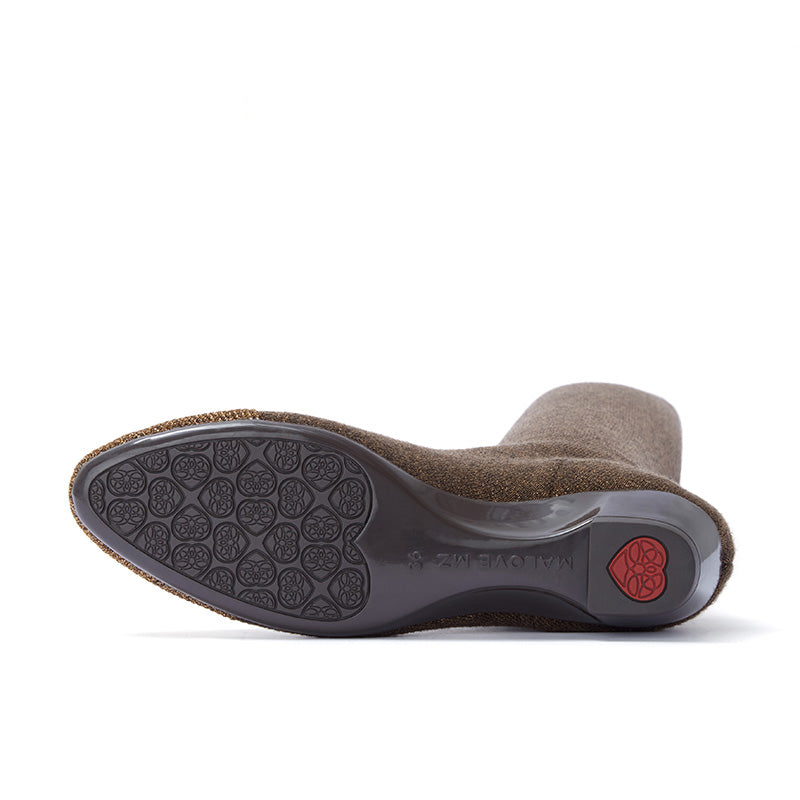 country low heel stretch over the knee boots all brown 4