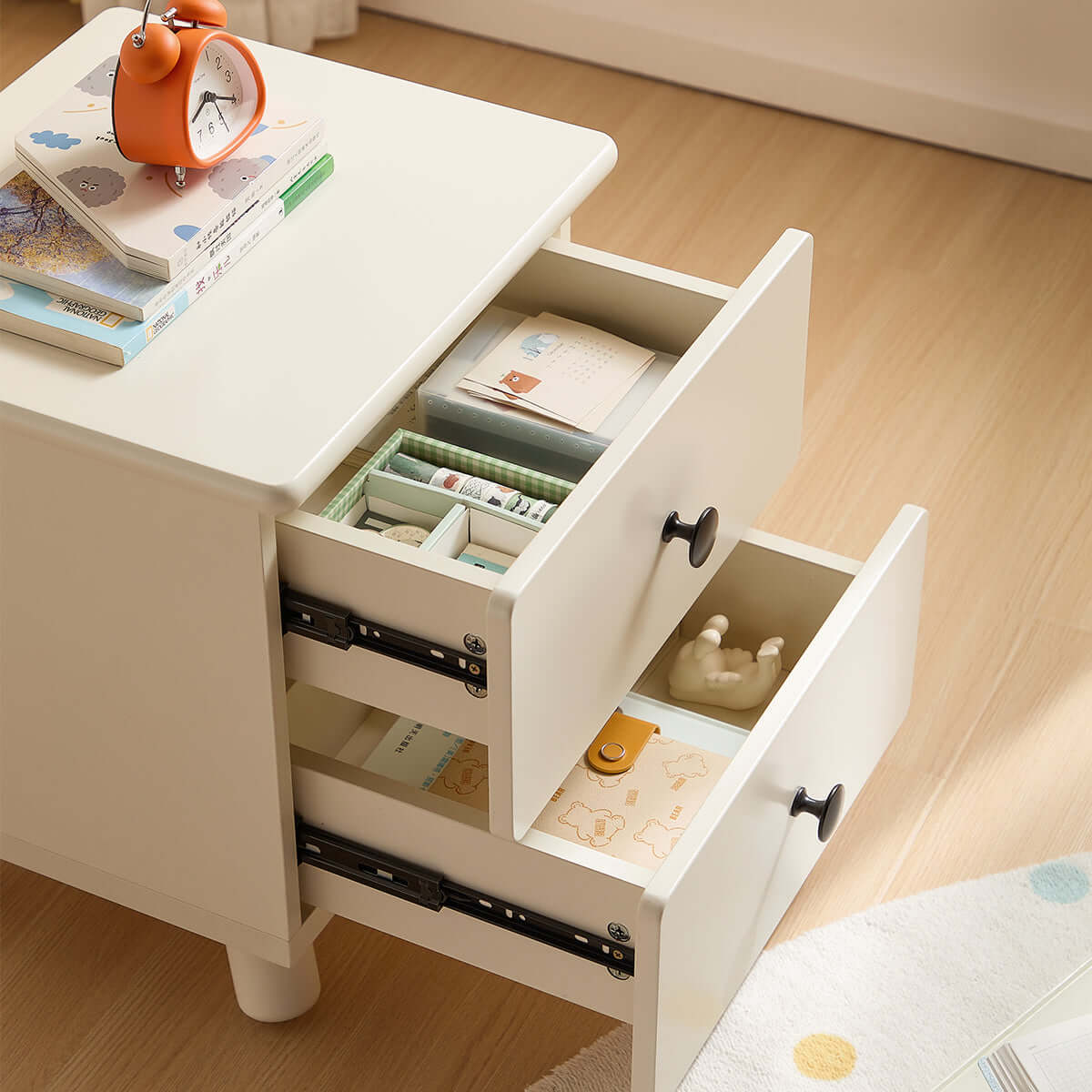 creamy white bedside kids cabinet all 5
