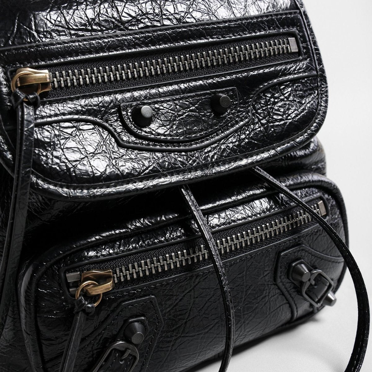 Crinkled Oil-Wax Leather Biker Backpack – Convertible Leather Bag