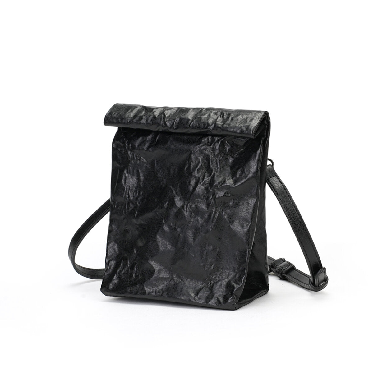 Crinkled Roll-Top Crossbody Bag – 3-Way Mini Messenger & Belt Bag