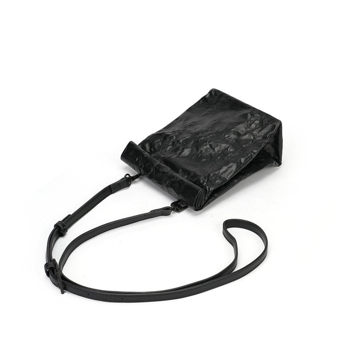 Crinkled Roll-Top Crossbody Bag – 3-Way Mini Messenger & Belt Bag