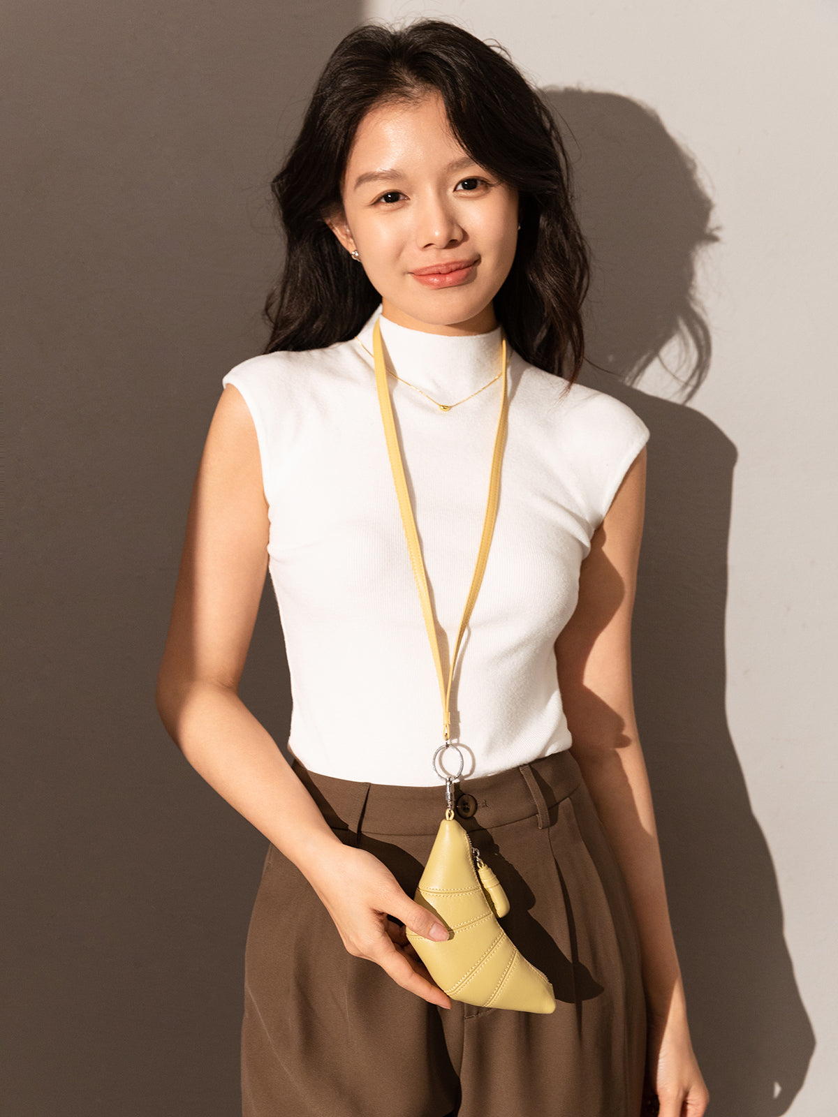 croissant clutch bag charm yellow 4