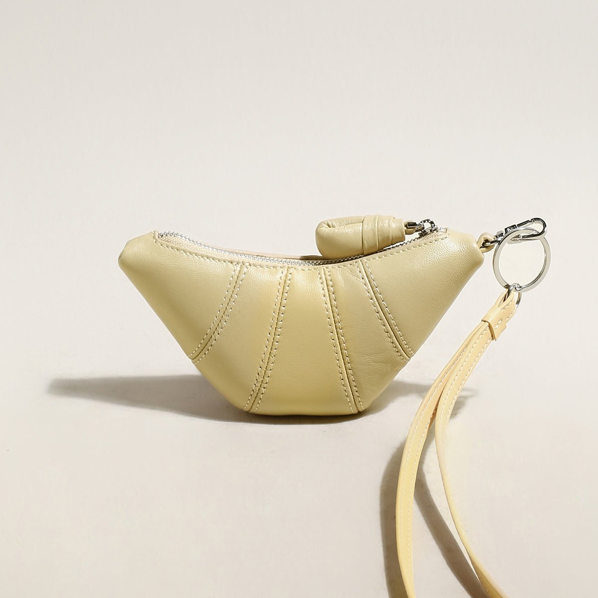 Croissant Mini Pouch Bag Charm – Vegan Leather Wristlet Coin Purse & Bag Accessory