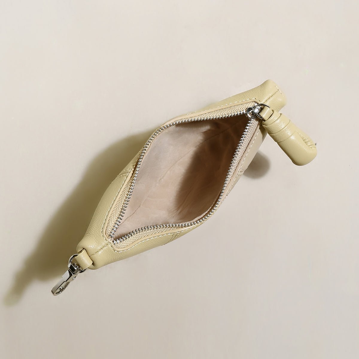 Croissant Mini Pouch Bag Charm – Vegan Leather Wristlet Coin Purse & Bag Accessory