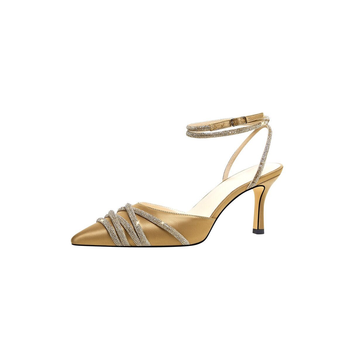 Crystal Crisscross Ankle Wrap Slingback Heels