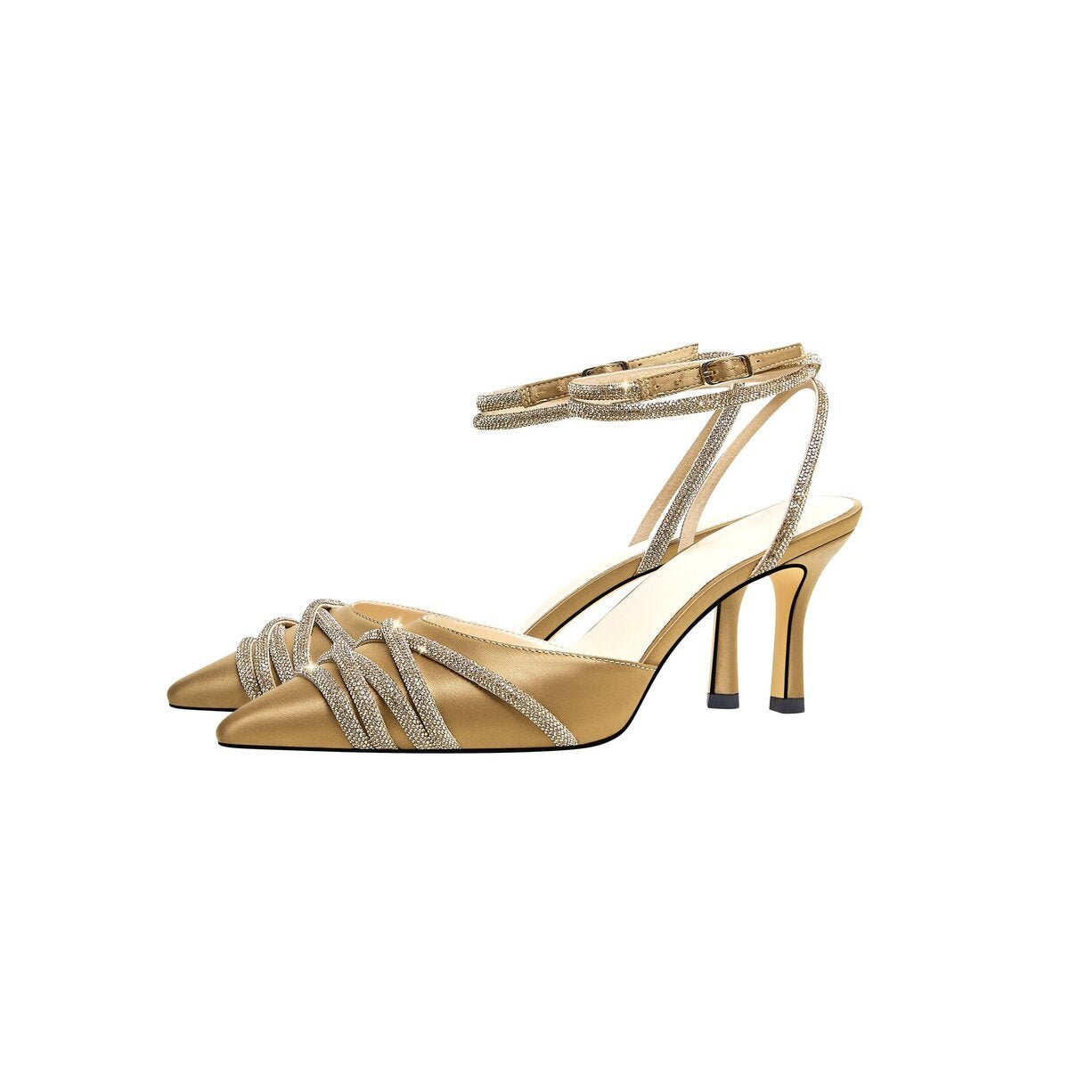 Crystal Crisscross Ankle Wrap Slingback Heels