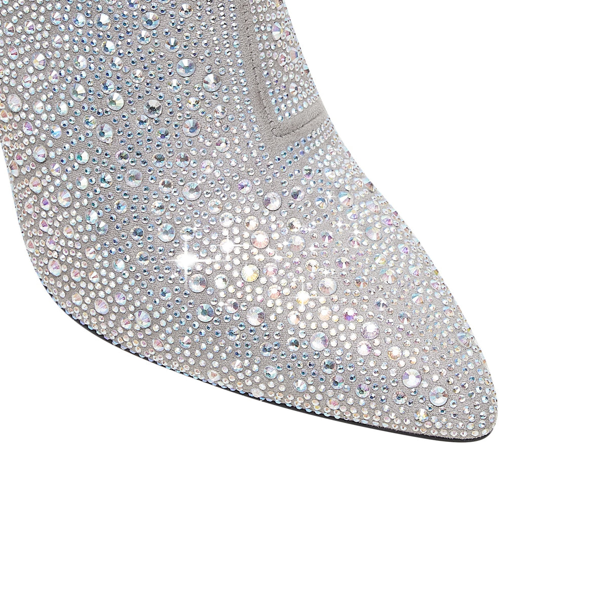 Crystal Embellished Pointed Toe Ankle Boots