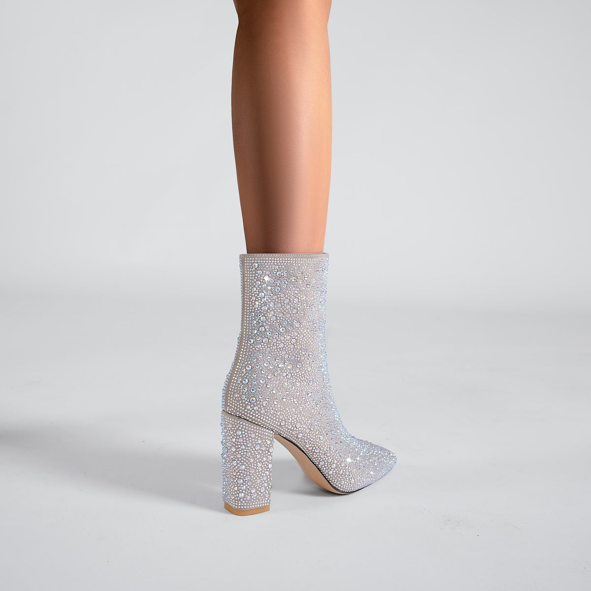 Crystal Embellished Pointed Toe Ankle Boots