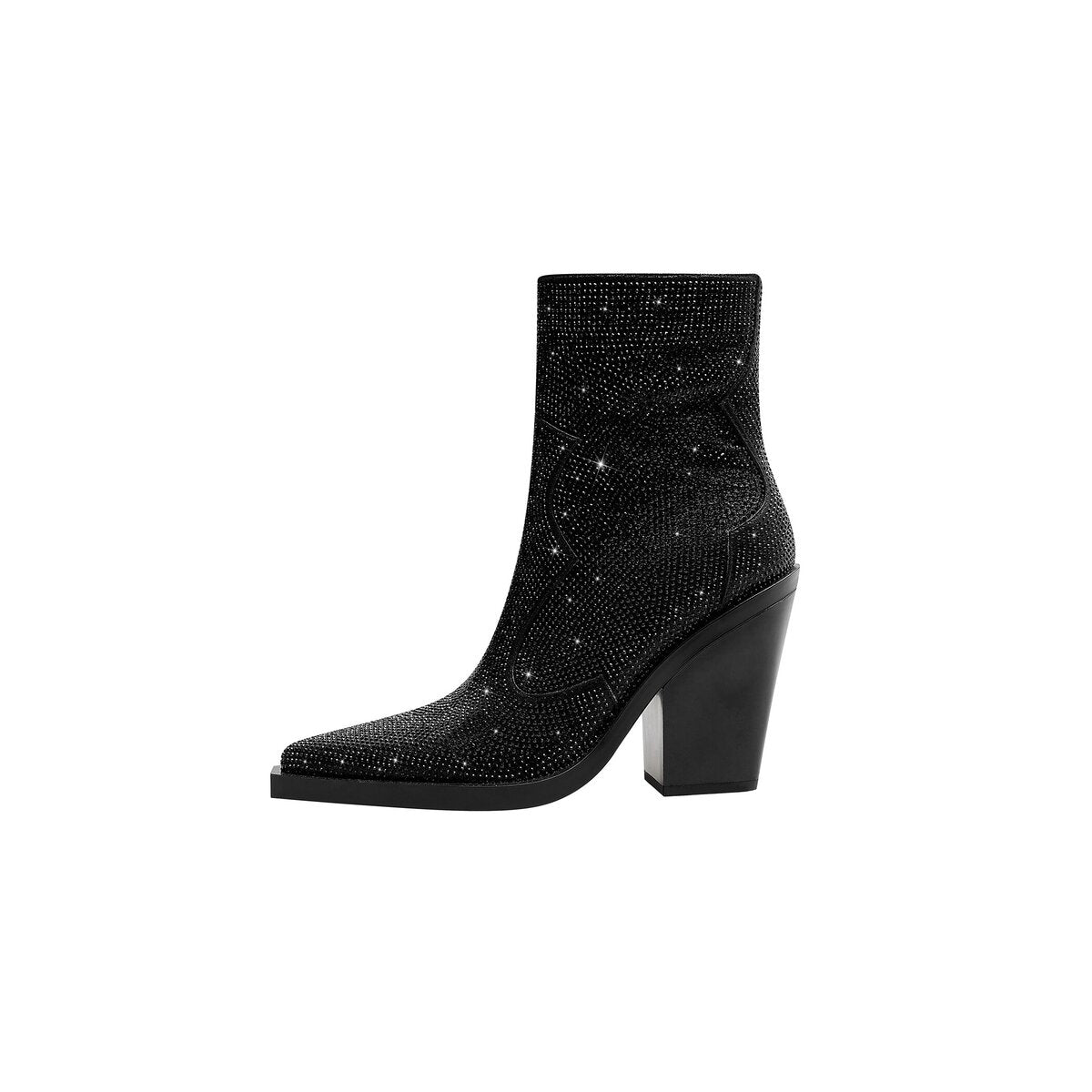 Crystal Embellished Western Ankle Boots