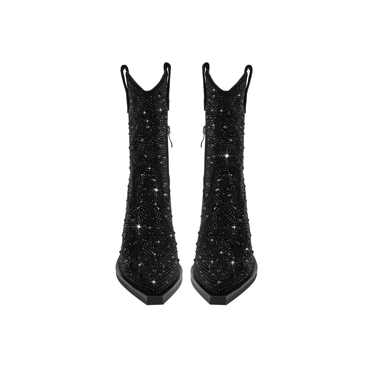 Crystal Embellished Western Mid Calf Cowboy Boots