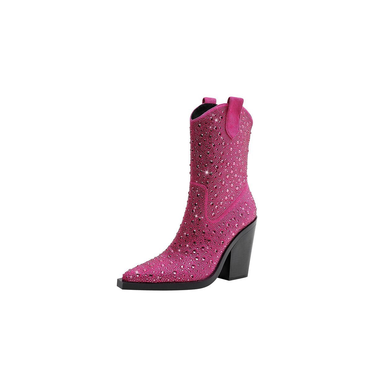 Crystal Embellished Western Mid Calf Cowboy Boots