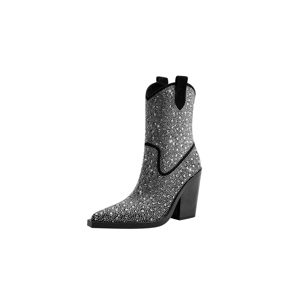 Crystal Embellished Western Mid Calf Cowboy Boots