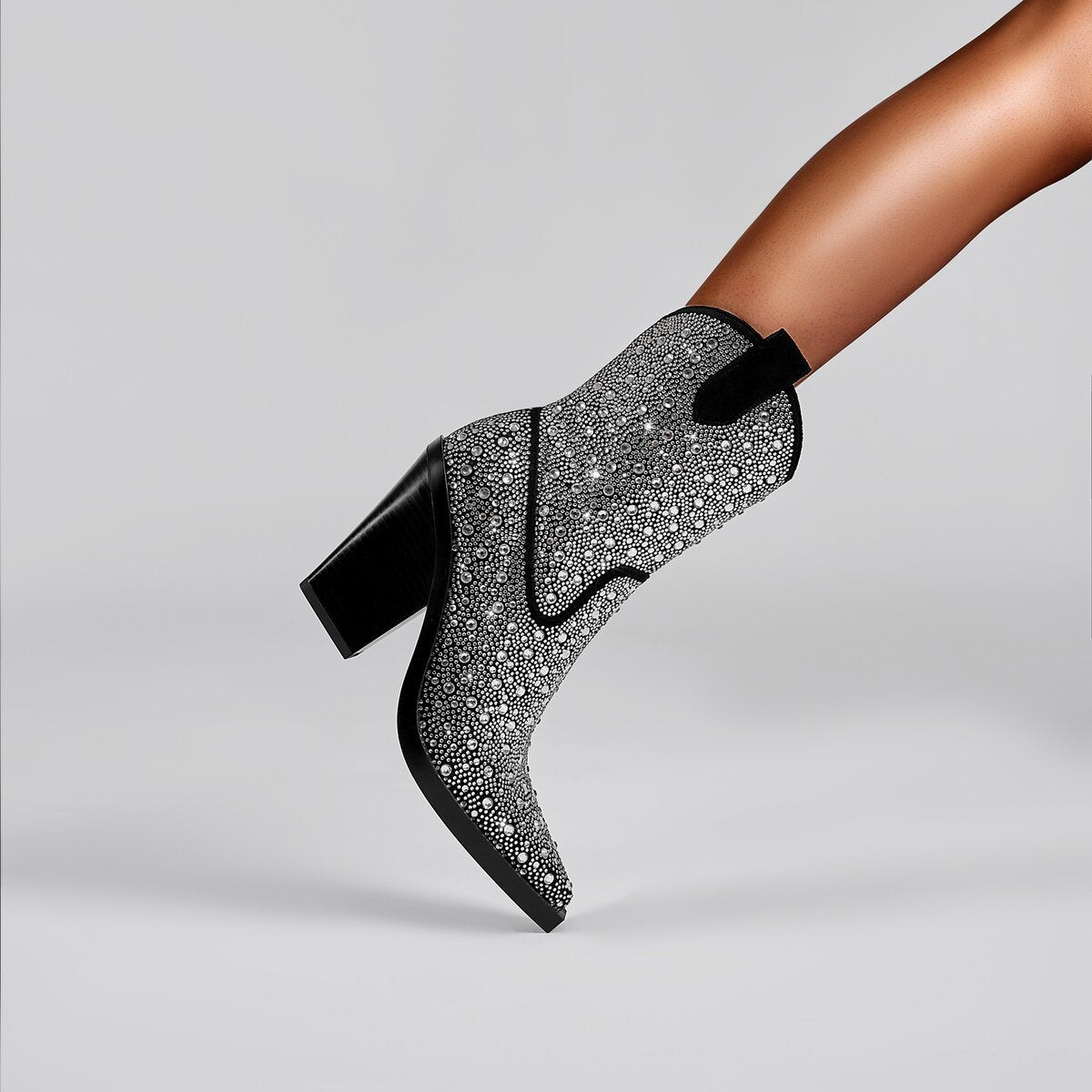 Crystal Embellished Western Mid Calf Cowboy Boots