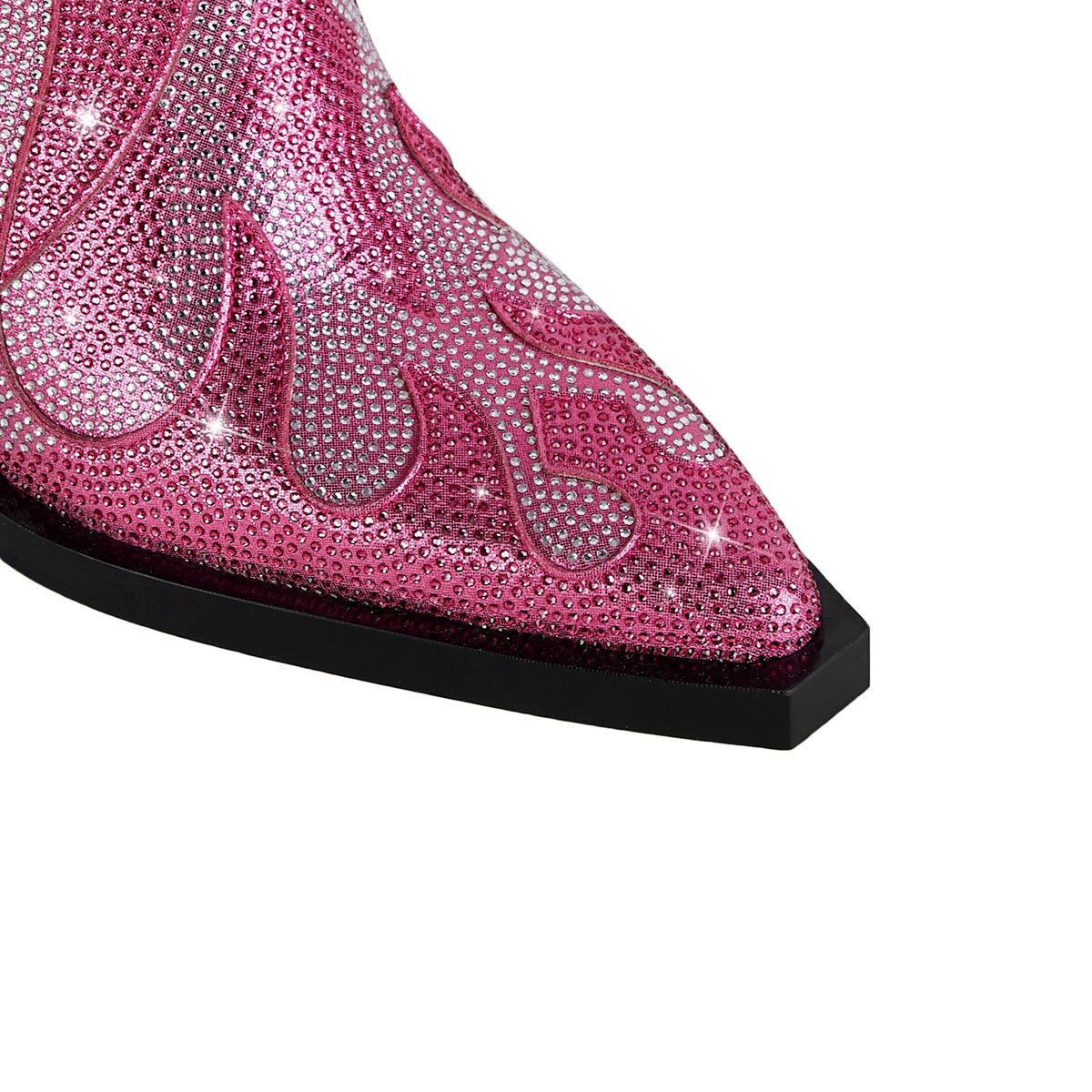 Crystal Flame Rhinestone Western Ankle Boots