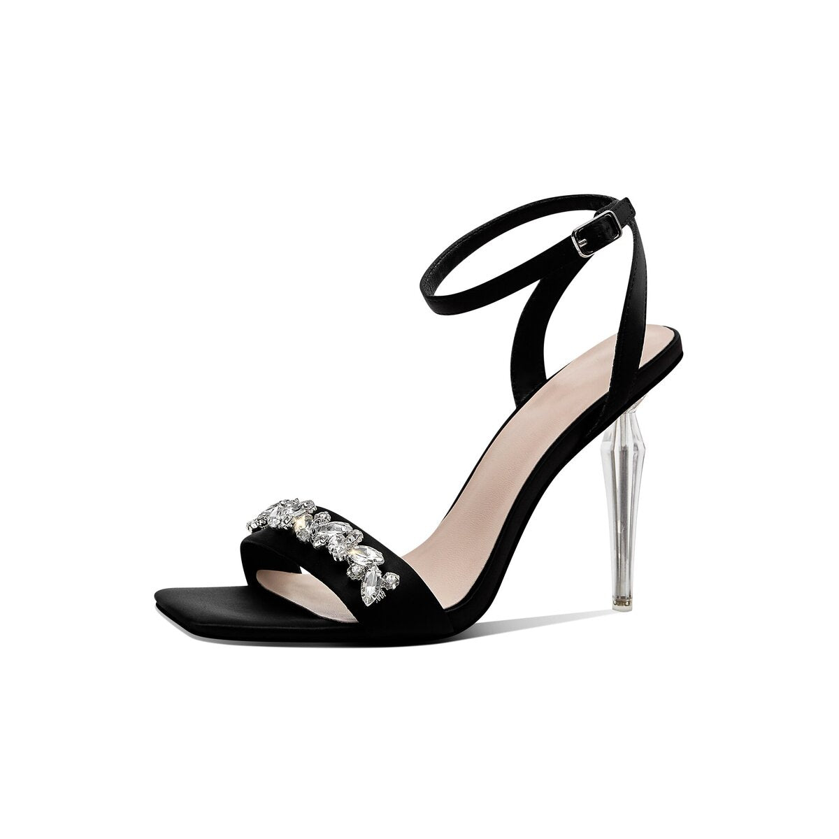 Crystal Vine Open Toe Sandals with Sculptural Clear Stiletto Heel