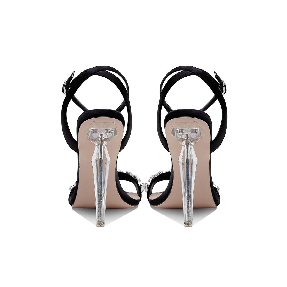 Crystal Vine Open Toe Sandals with Sculptural Clear Stiletto Heel