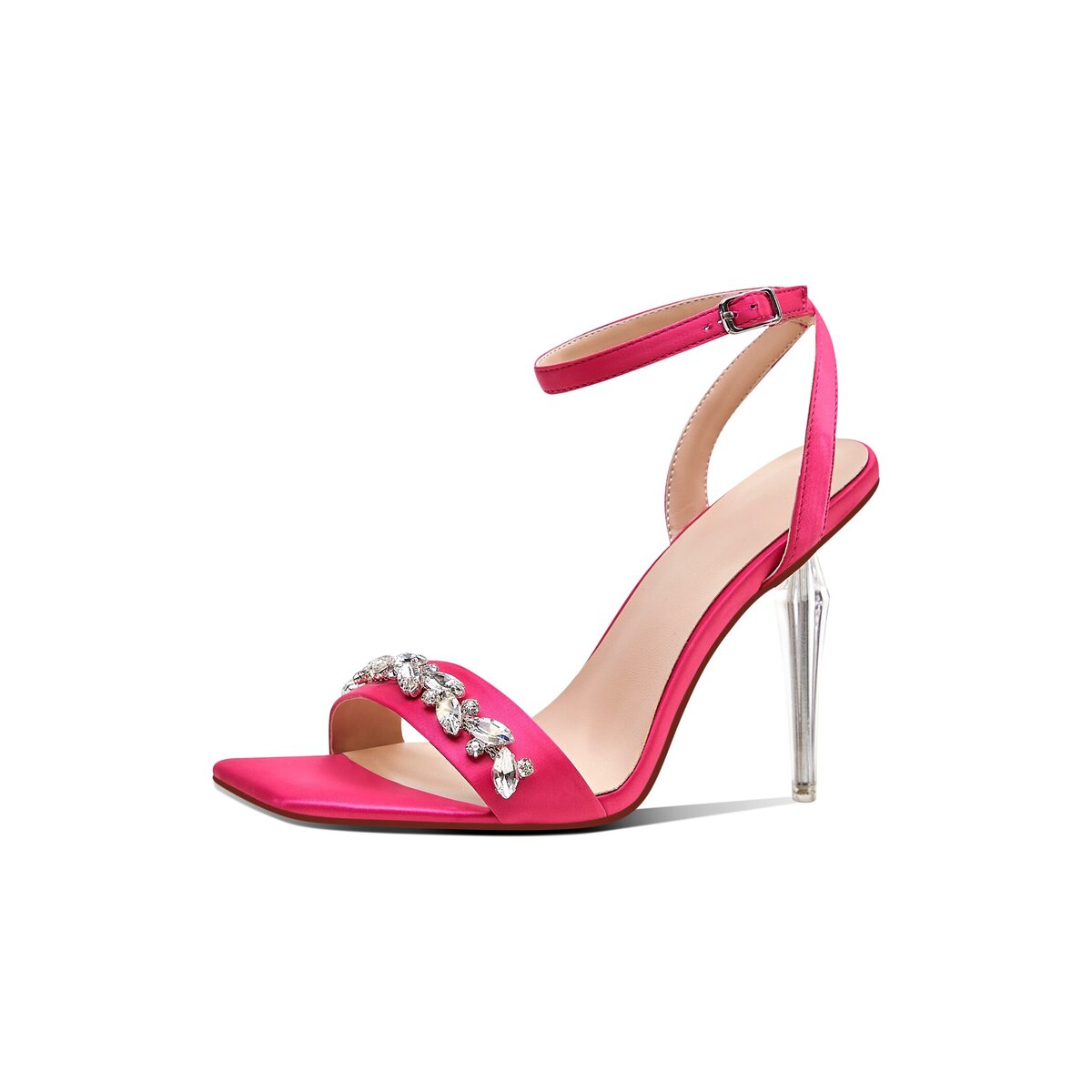 Crystal Vine Open Toe Sandals with Sculptural Clear Stiletto Heel