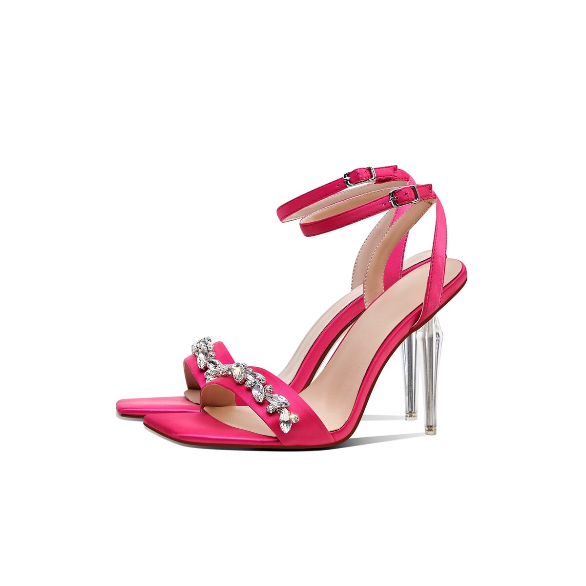 Crystal Vine Open Toe Sandals with Sculptural Clear Stiletto Heel