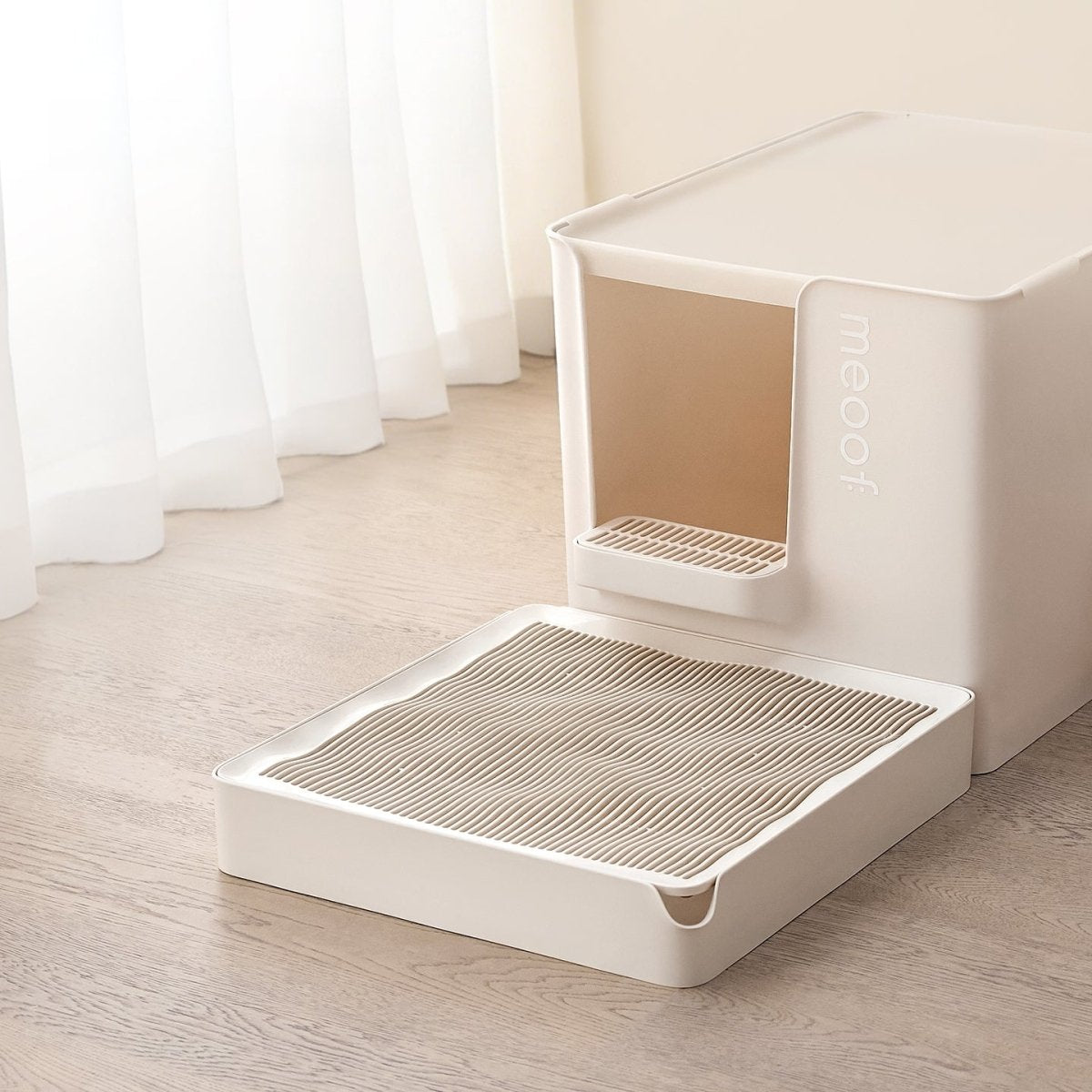 Curved Wave Cat Litter Trapping Mat with Non - Slip Base