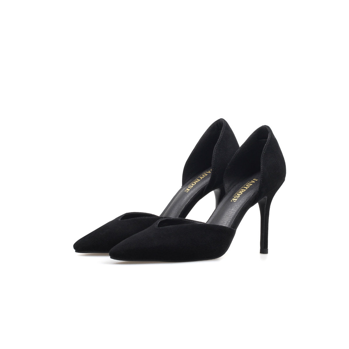 cut out leather stiletto pumps all black 6