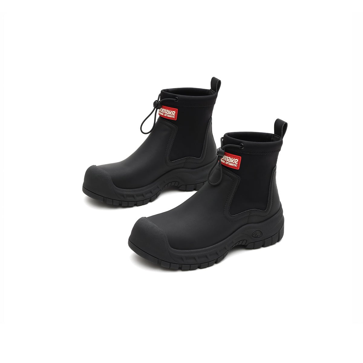 cute chunky platform chelsea ankle boots in british style all black 3