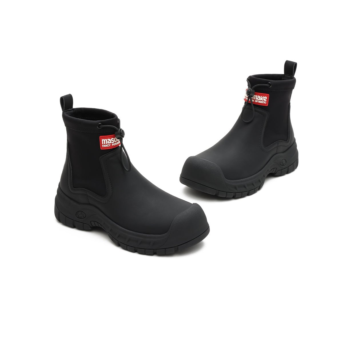 cute chunky platform chelsea ankle boots in british style all black 4