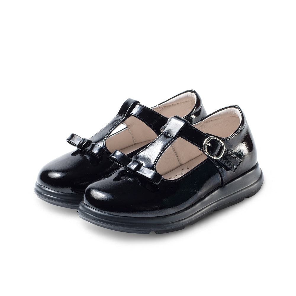 cute girls soft sole patent black t bar school shoes all black 2
