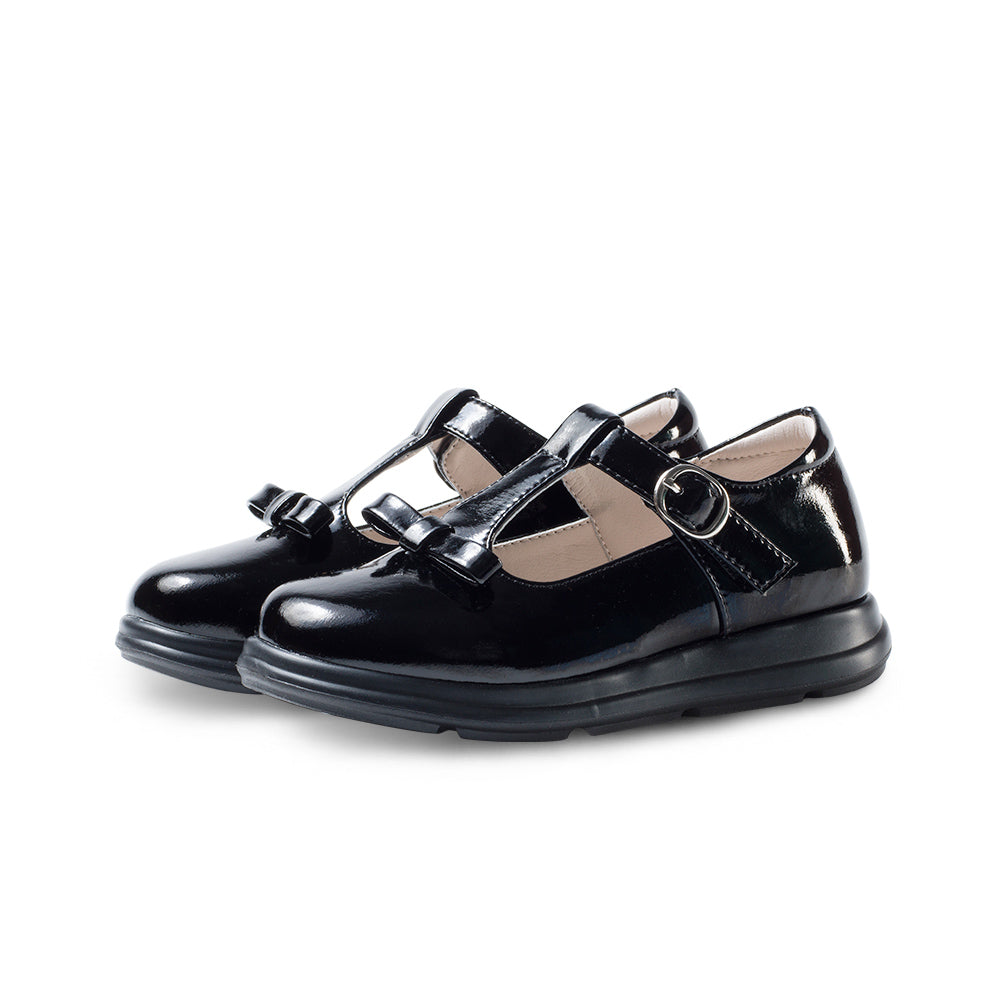 cute girls soft sole patent black t bar school shoes all black 3