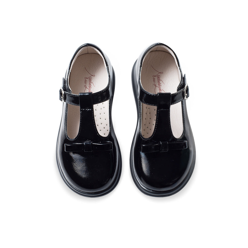 cute girls soft sole patent black t bar school shoes all black 5