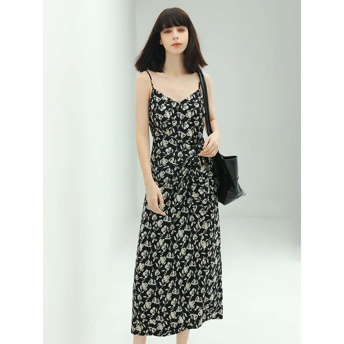 dainty floral black slip dress all black 2