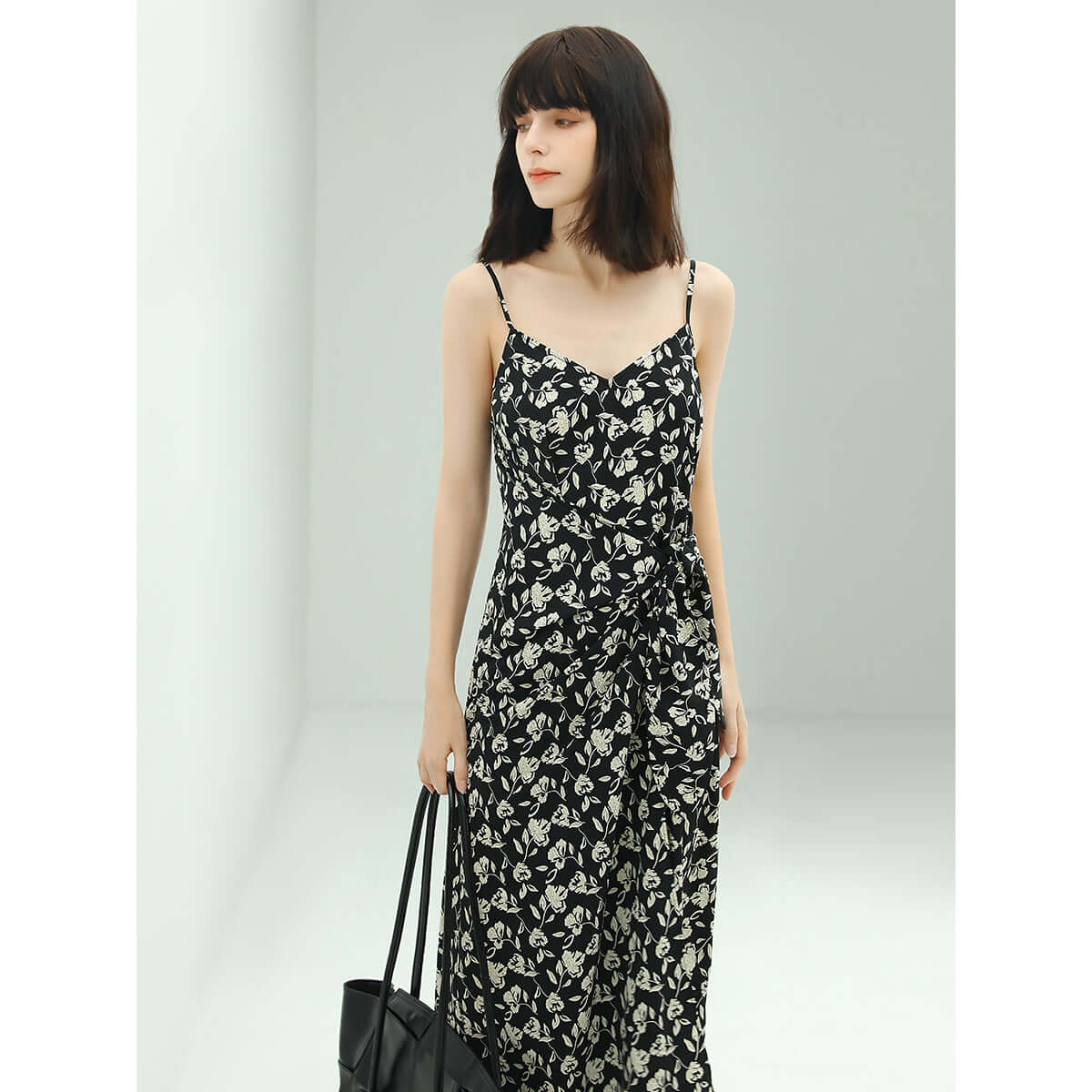 dainty floral black slip dress all black 3