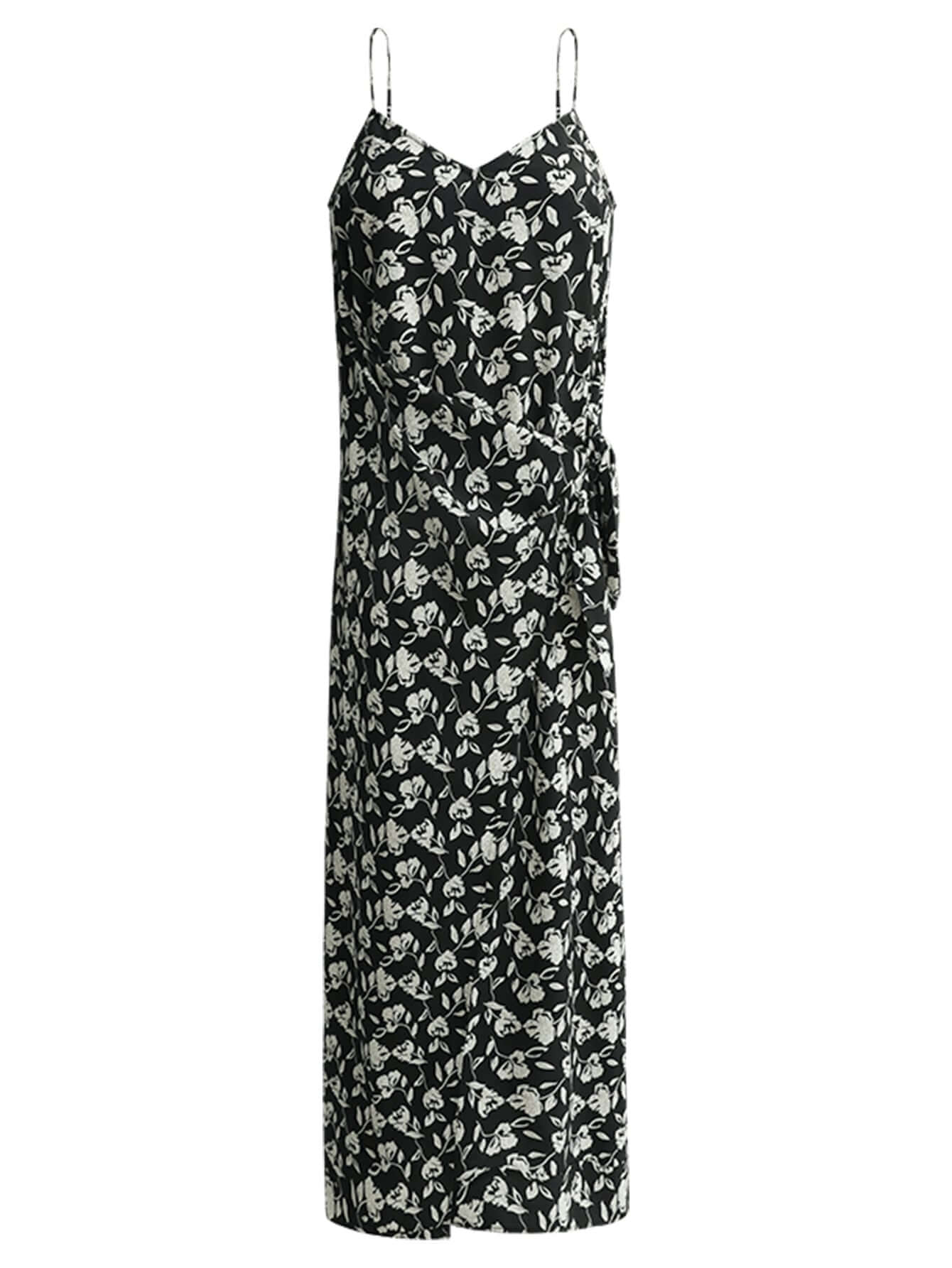 dainty floral black slip dress all black 4