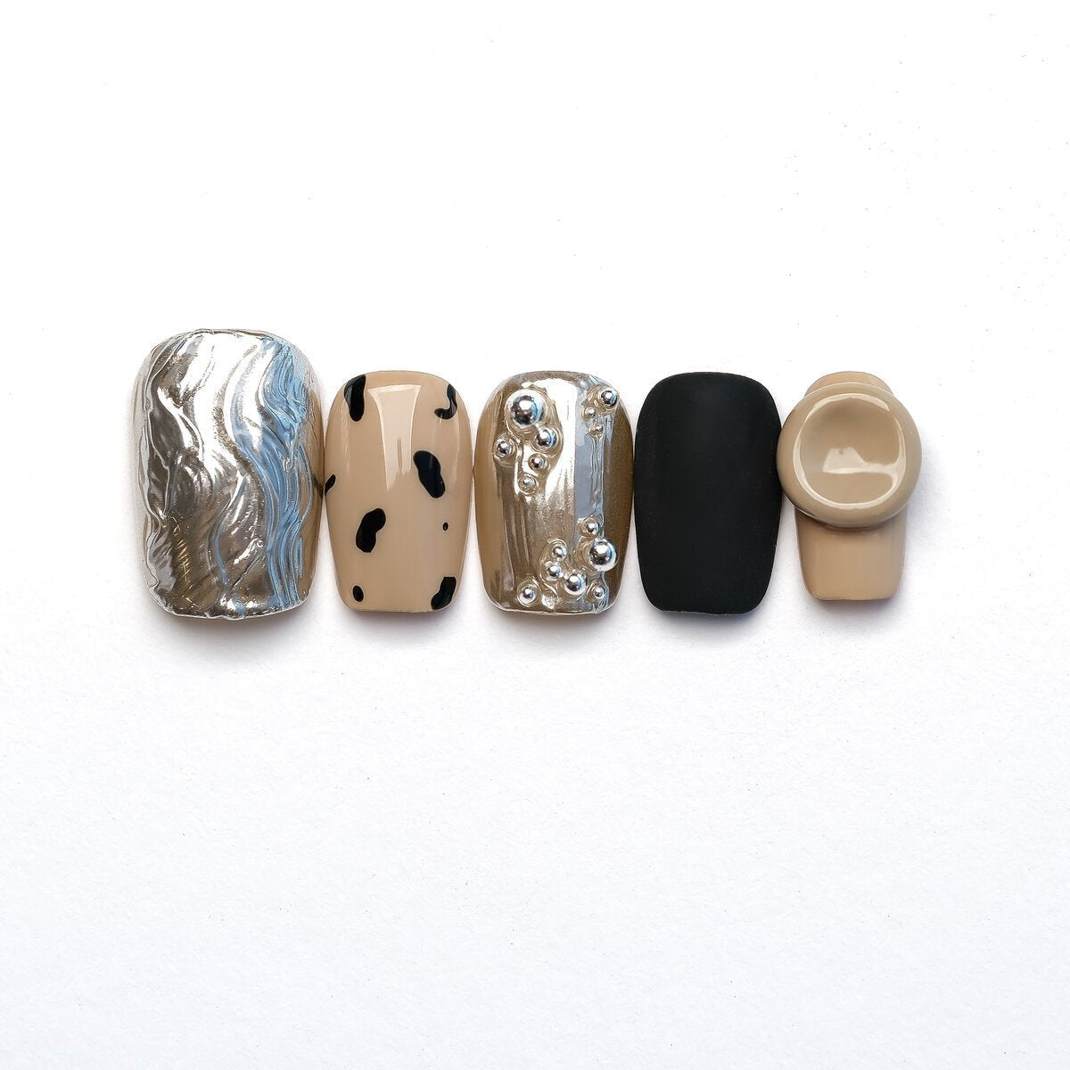 Dark Night Baddie Chrome Press-On Nails