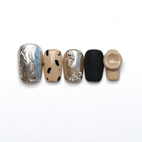 Dark Night Baddie Chrome Press-On Nails