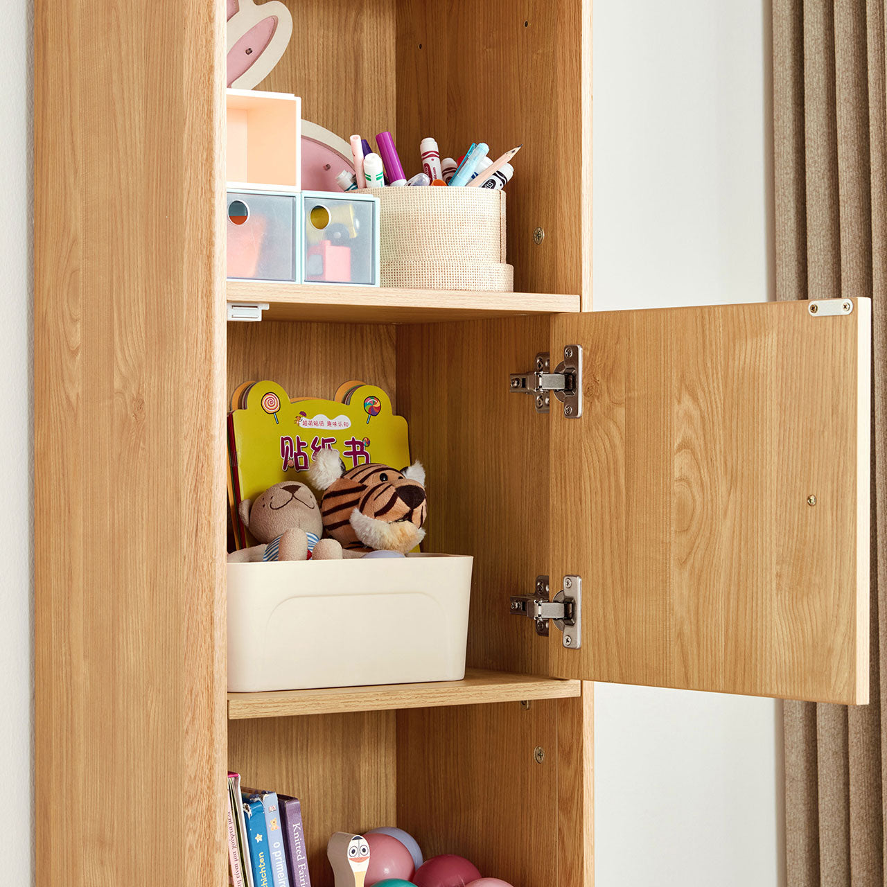dear bear kids oak storage bookshelf 5 grid oak 2