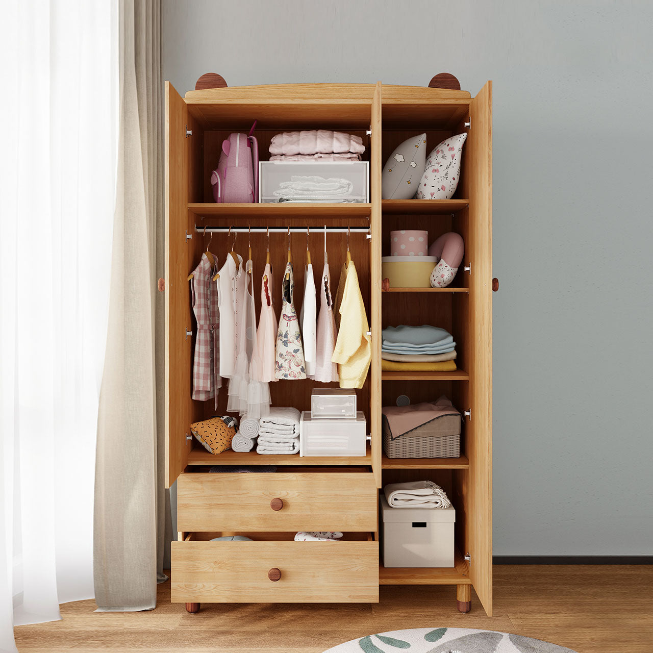 dear bear kids oak wardrobe closet all 2