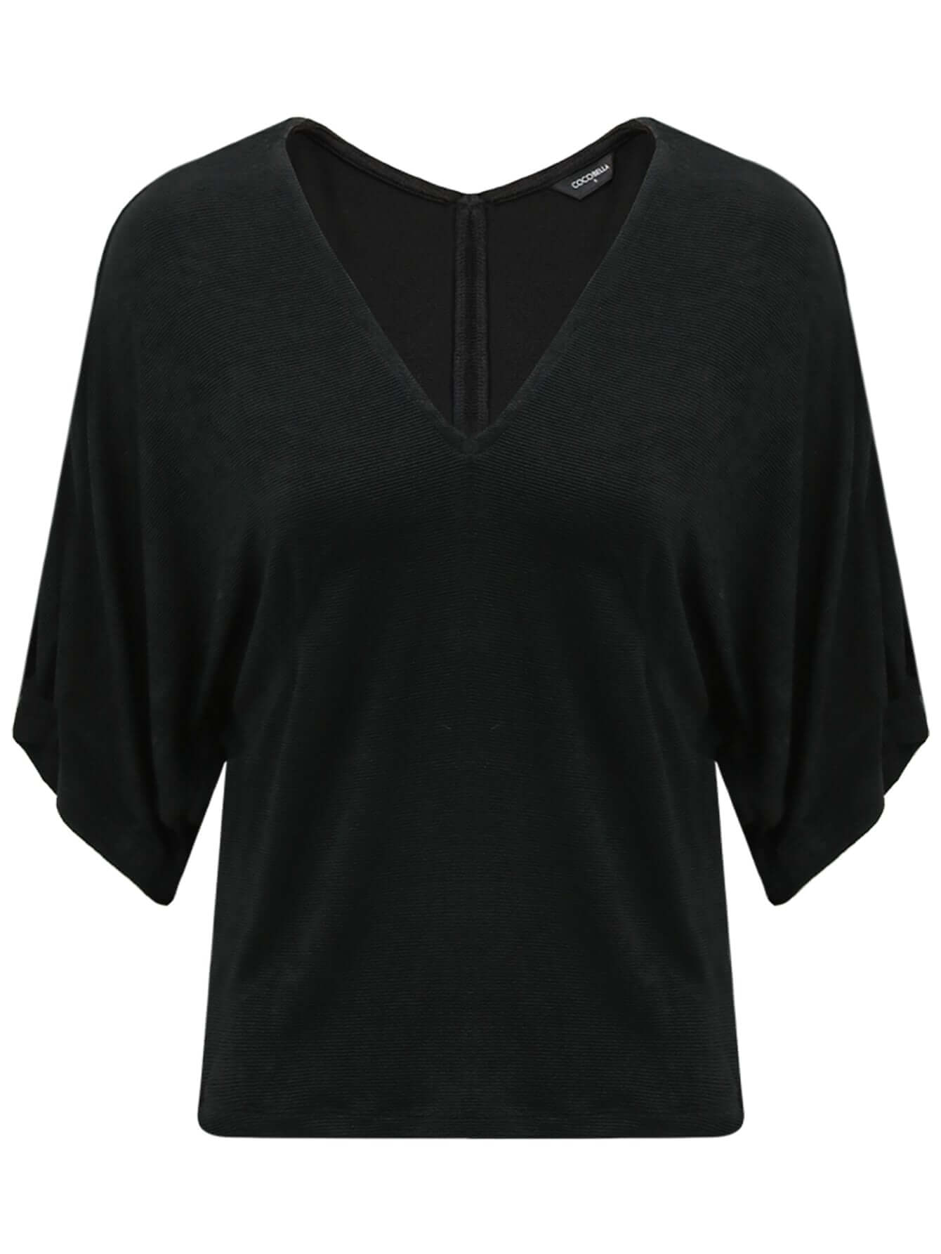deep v neck black knit top all black 4