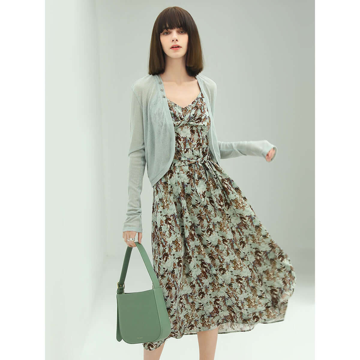 delicate grassland green strappy chiffon maxi dress all green 2