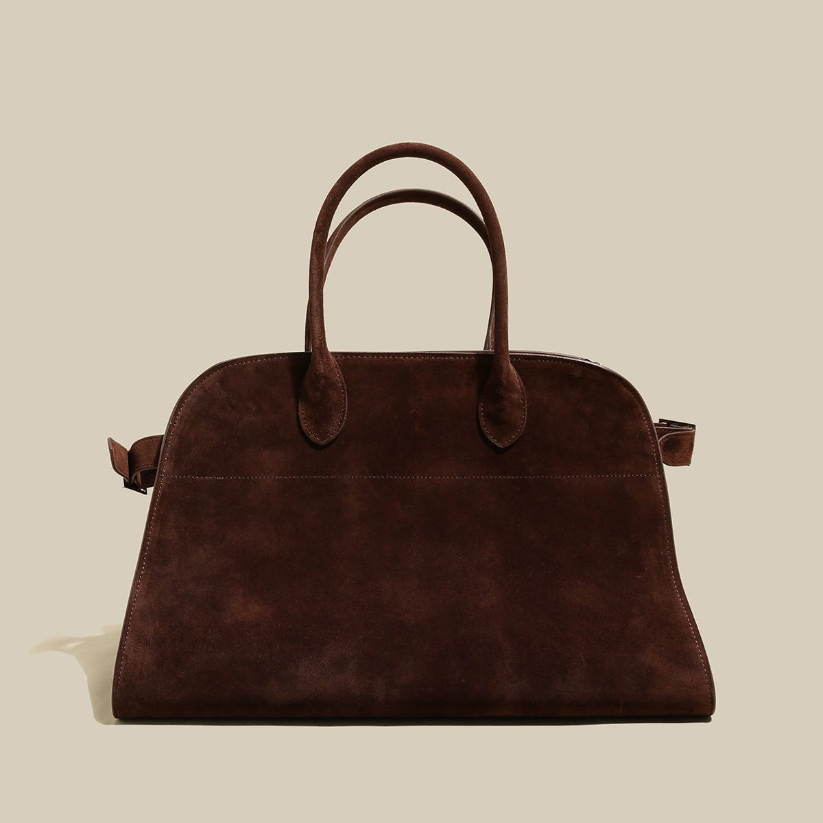 Delta Top Handle Bag – Structured Suede Doctor's Bag with Side Belt Accents
