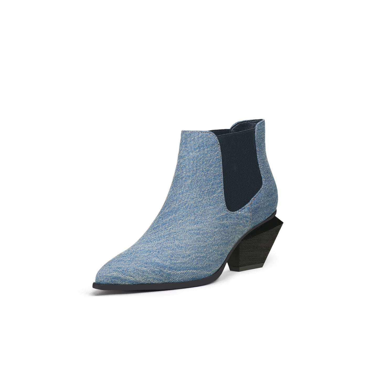 denim blue block heel ankle boots all blue 2