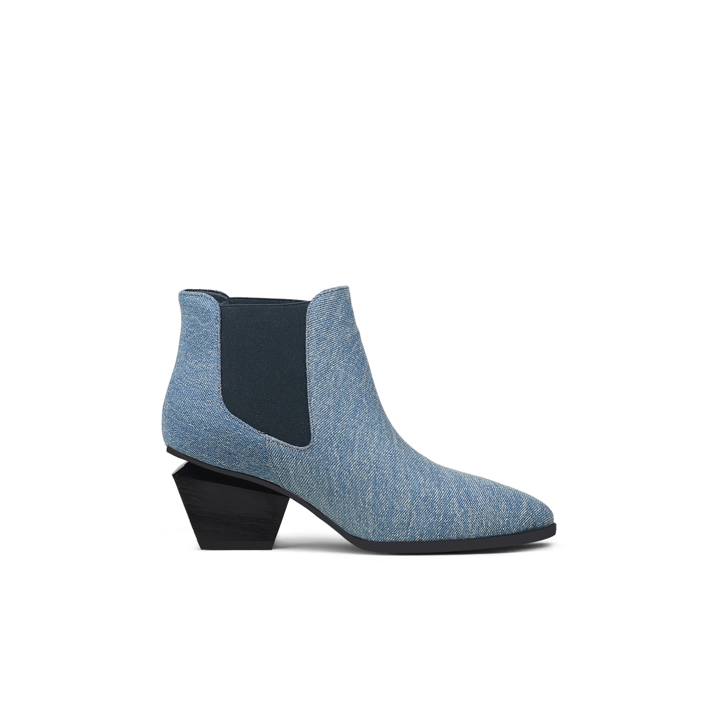 denim blue block heel ankle boots all blue 3